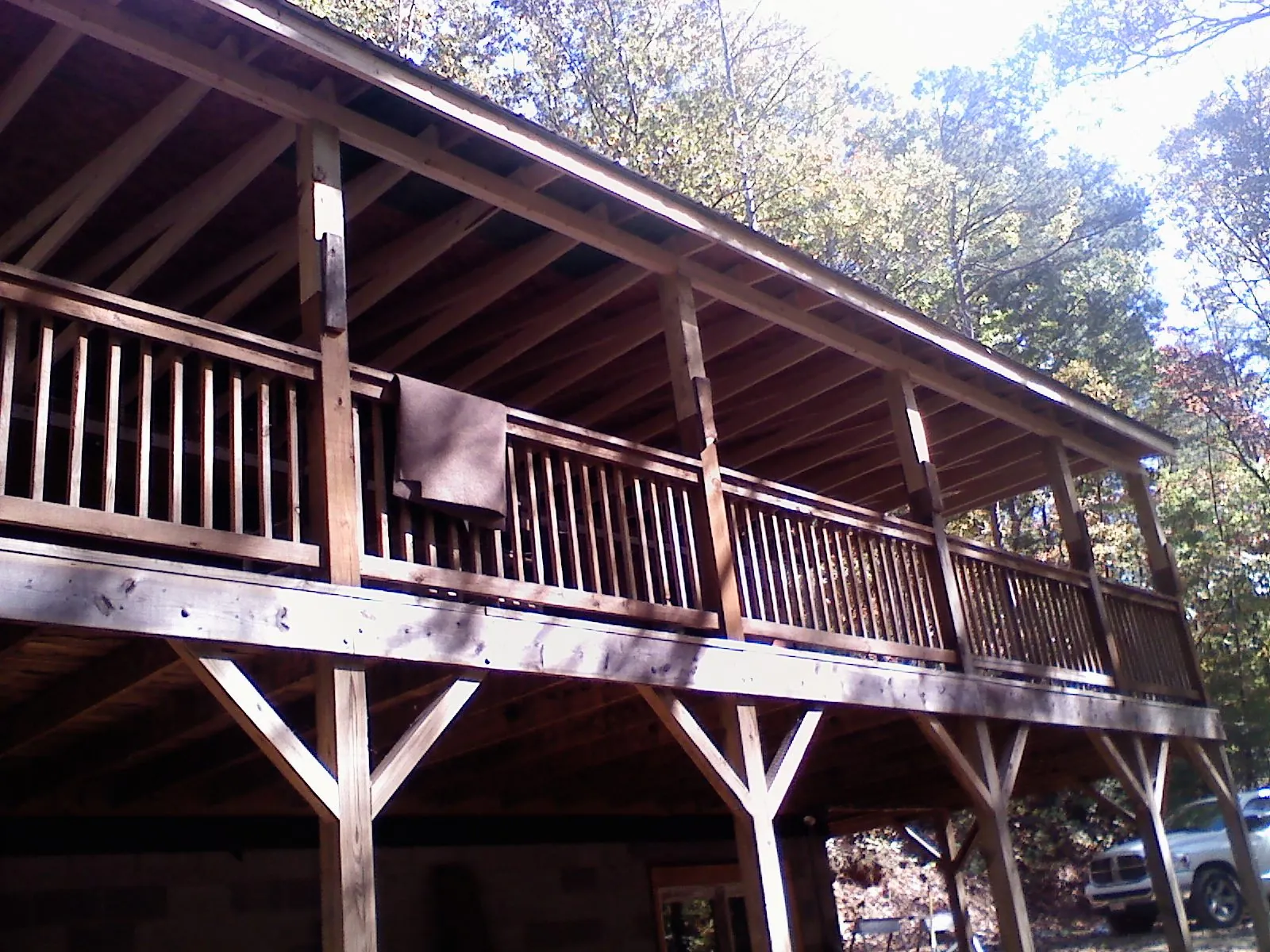 Timber framing under a new elevated porch and deck — Roof Leak Repair in Letts by Roofing Brothers